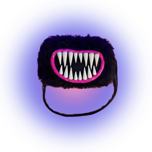 Monster Mouth Purse Handbag with Teeth and Detachable Chain Strap