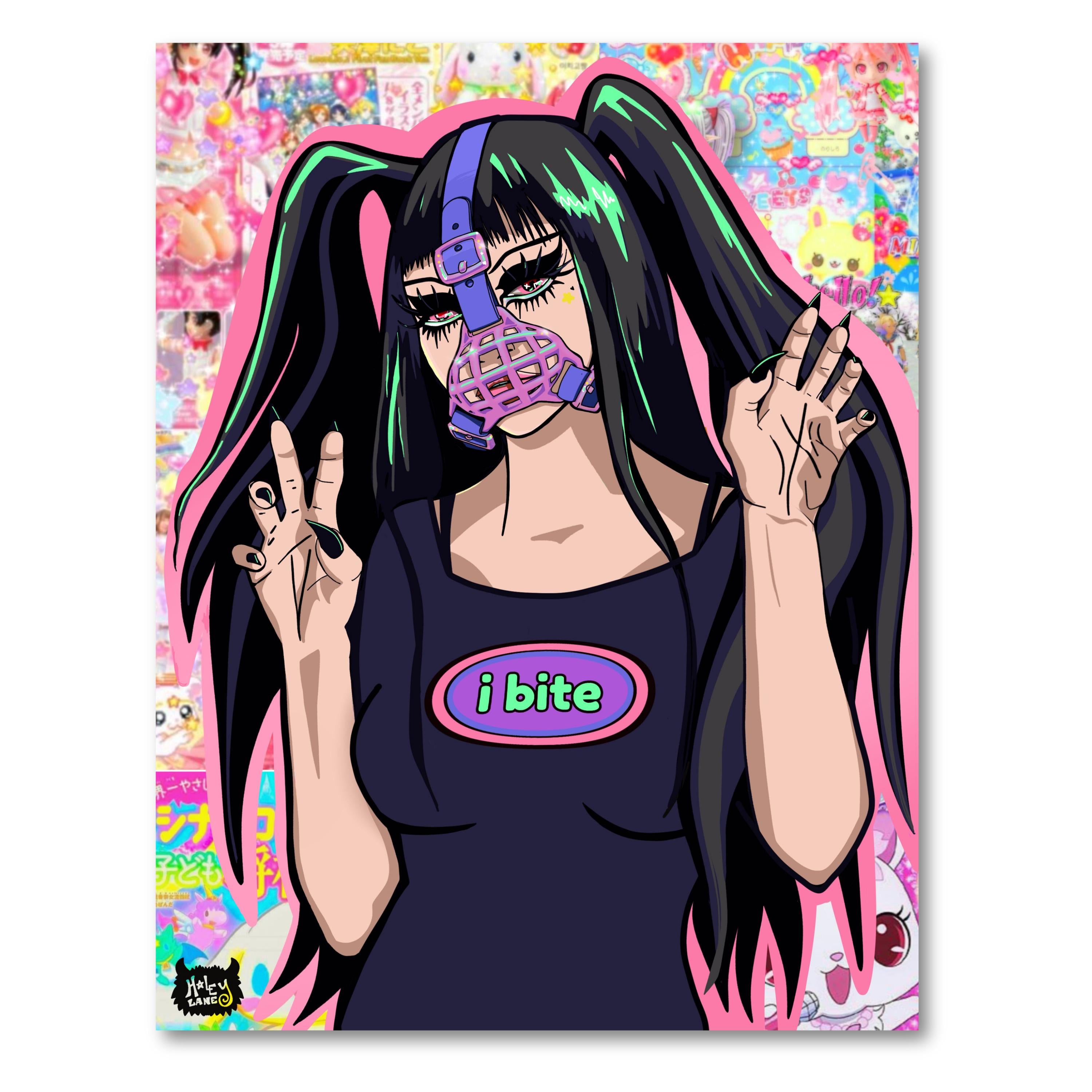 I Bite Monster Girl Art Print 8.5 x 11 inches