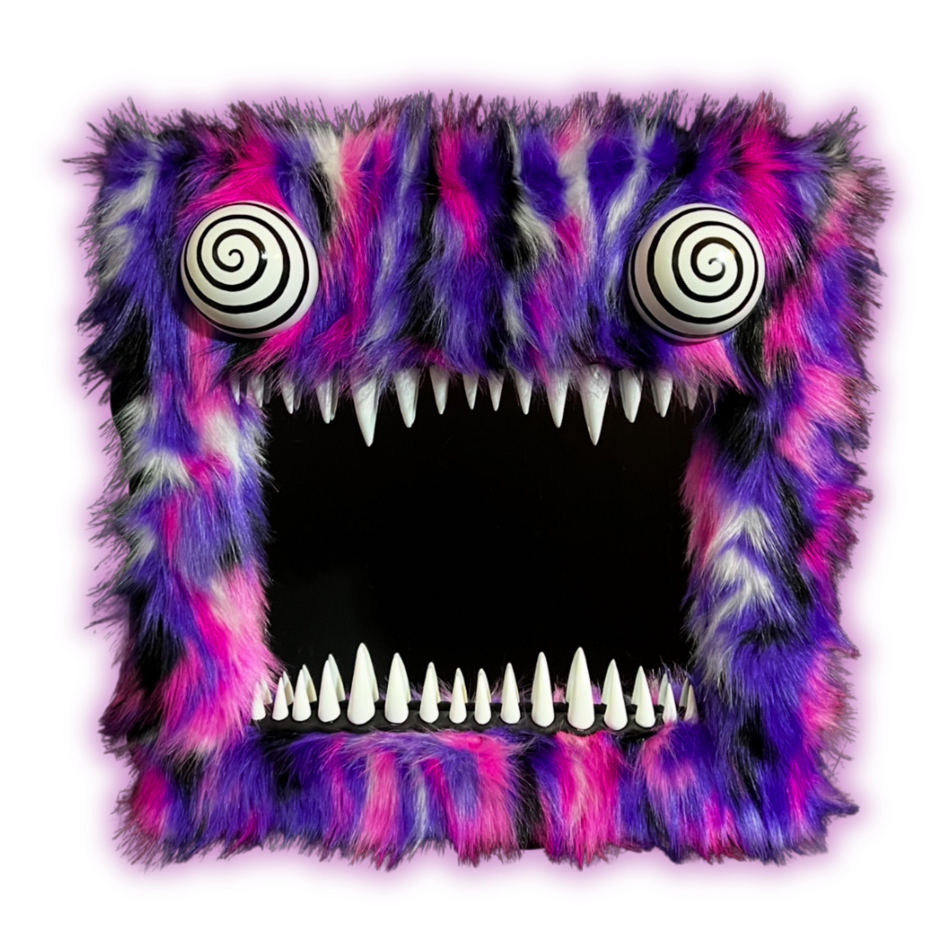 Custom Monster Mirror © 16 x 16 | Creepy Cute 16 x 16  Mirror | Mirror Faux Fur Monster Mirror | Odd Strange Decor