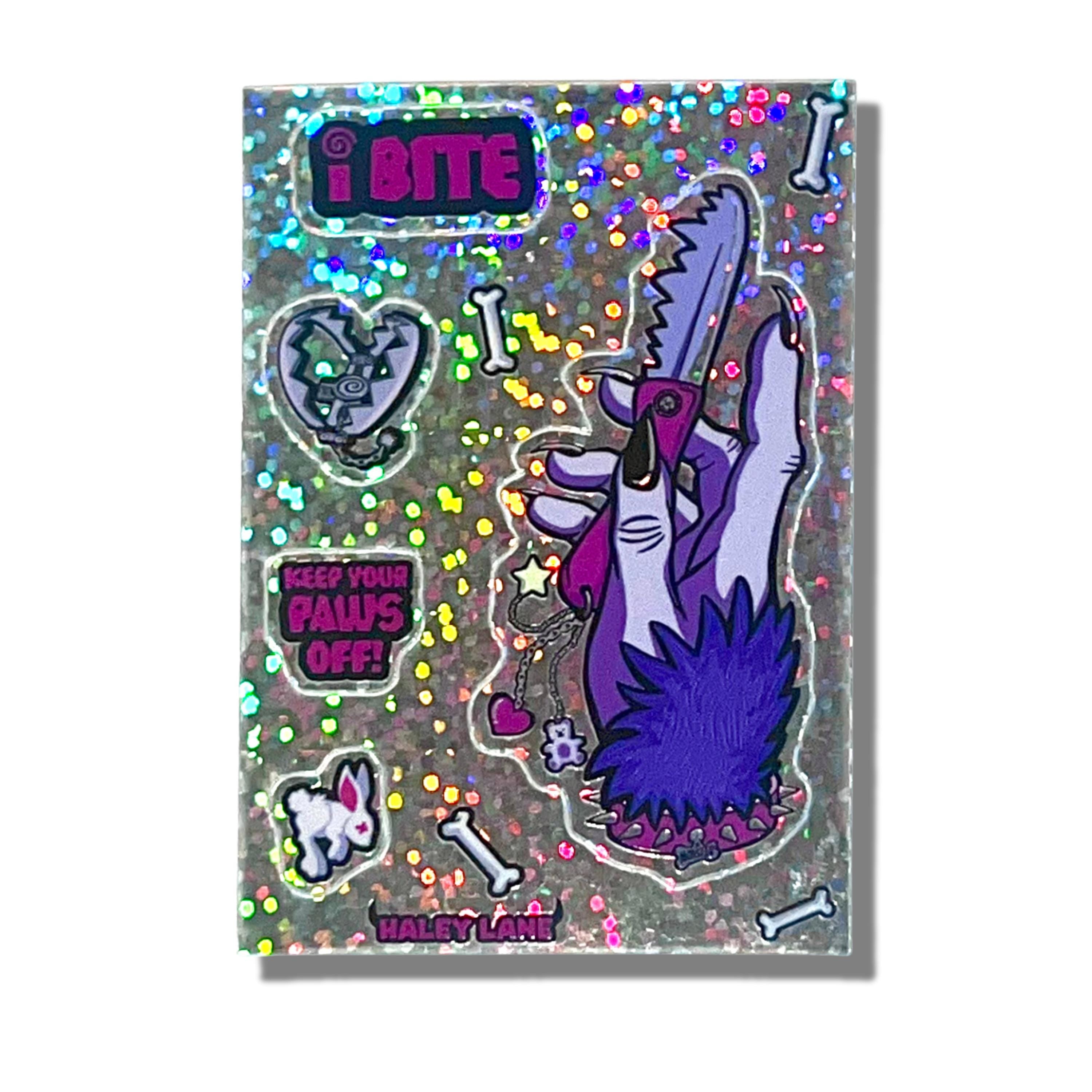 Monster Paw Sticker Sheet Holographic Glitter 3 Inches Phone Stickers
