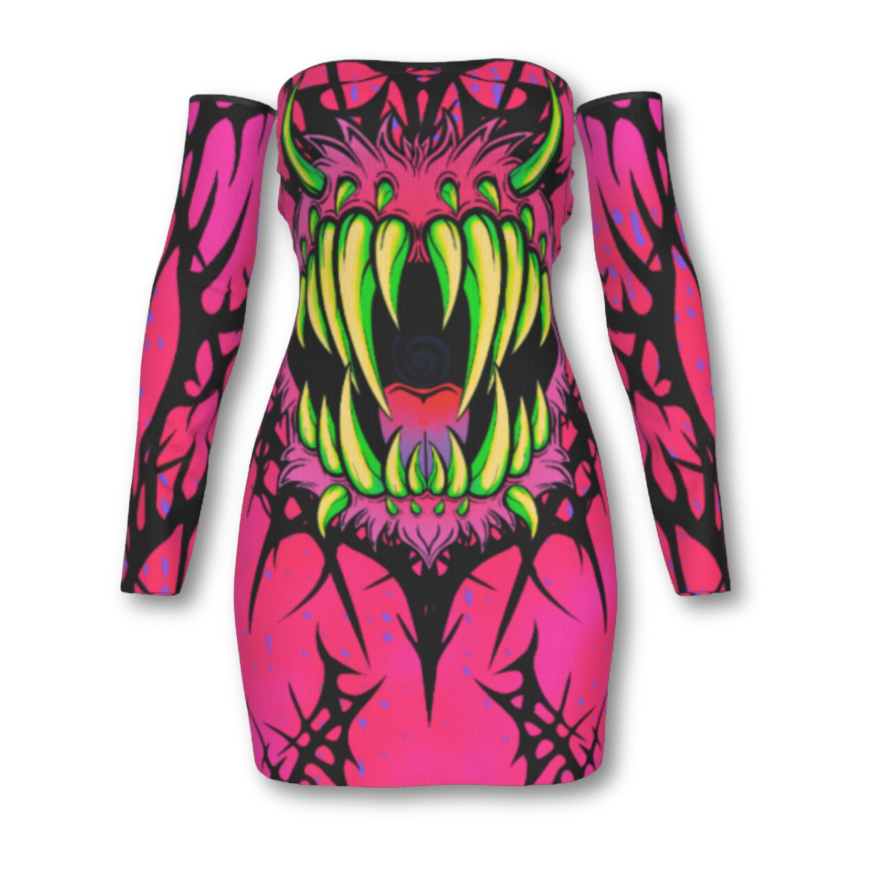 Monster Teeth Corset Dress: Goth Rave Festival Fashion