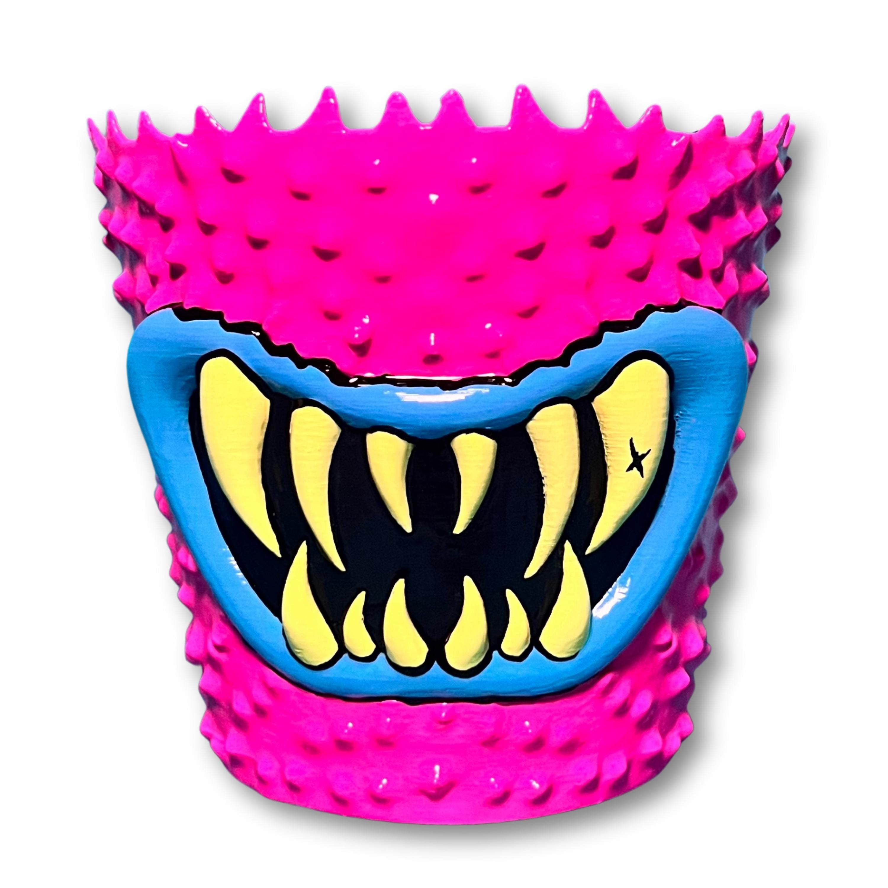 Hand-Painted Monster Mouth Planter: Colorful Carnivorous Plant Pot