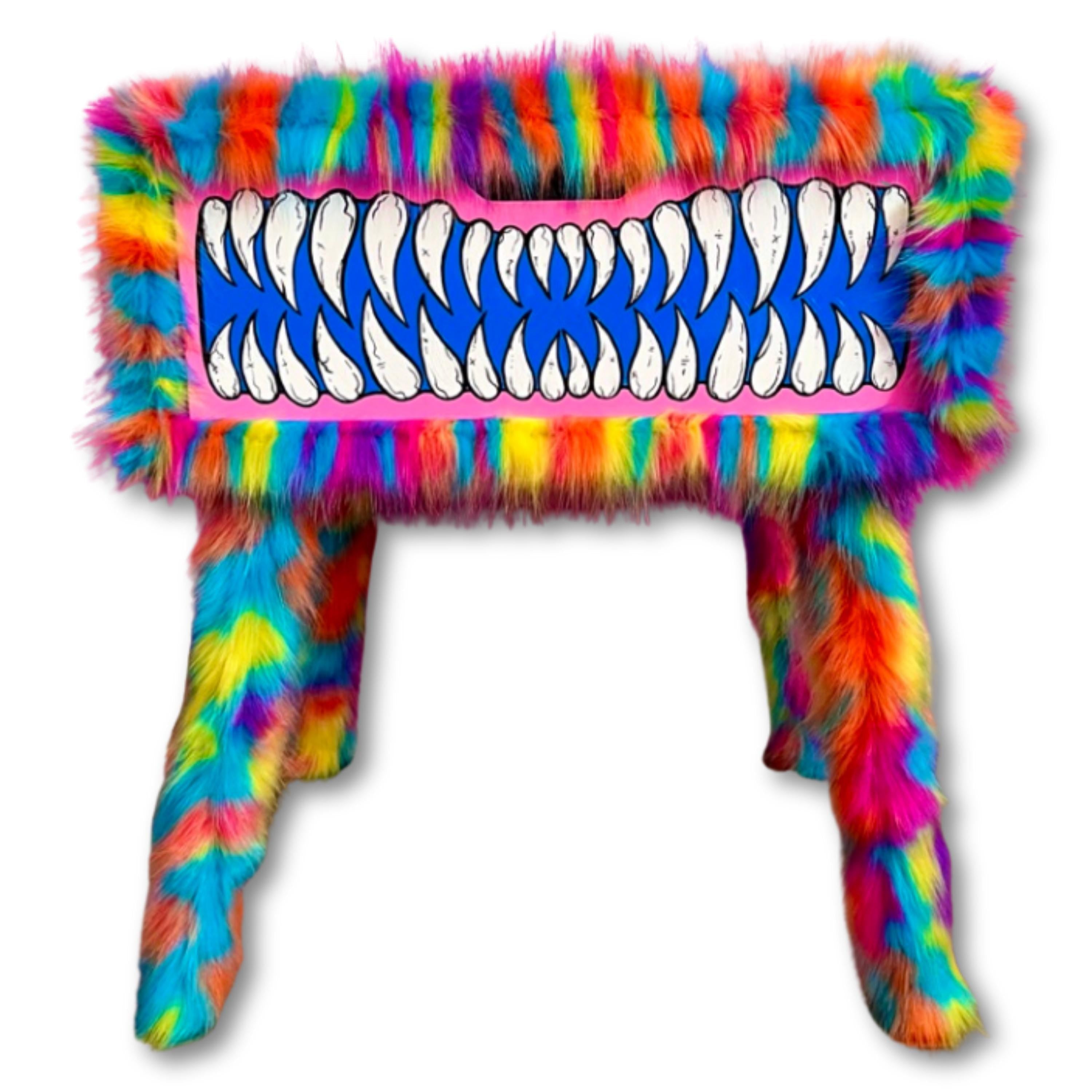 Handmade Furry Monster Side Table: Funky Faux Fur Nightstand