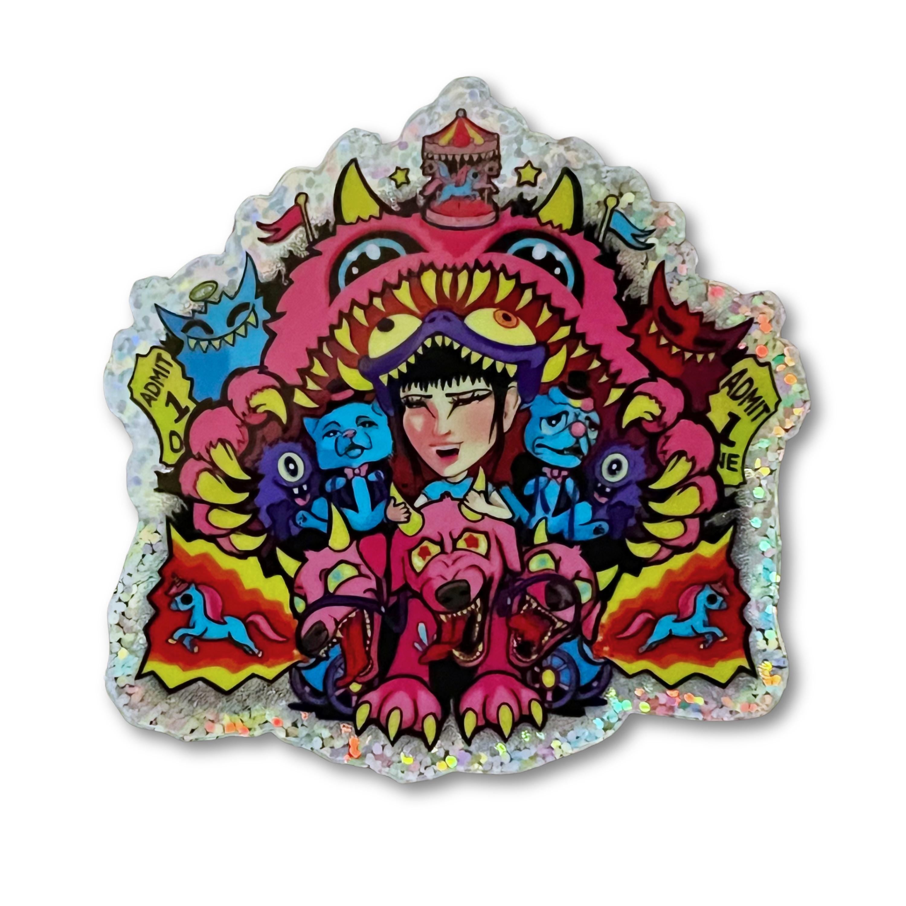 Monster Circus Holographic Art Sticker 3 Inches